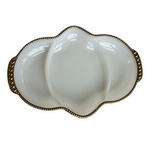Fire King Vintage Divided White Milk Glass Platter